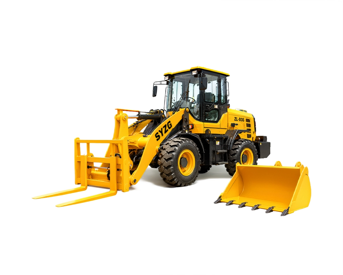 SHANYU ZL936 with Quick-Coupler Bucket & Forks